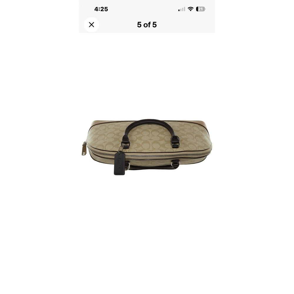 Coach Signature Dome Satchel Handbag Purse Brown Beige Crossgrain Leather - Picture 3 of 7